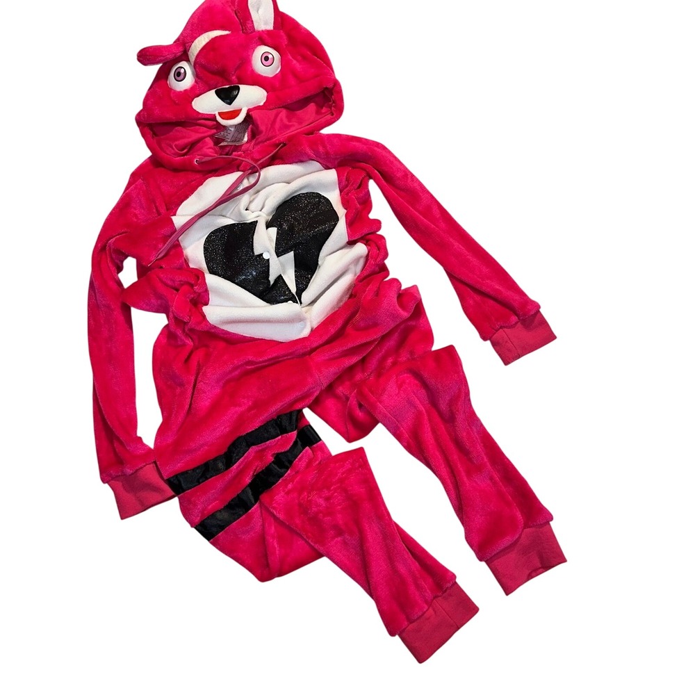 Fortnite‎ Cuddle Team Leader Pink Plush One Piece Pajamas Union Suit Spirit XS/S
